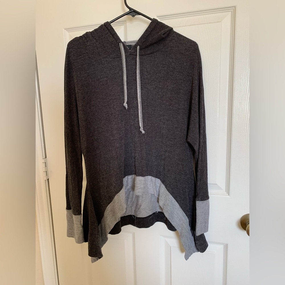 Black and Gray hooded high low shirt